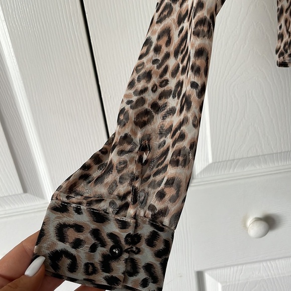 Windsor Sheer Cheetah Print Lace Up Blouse - Picture 8 of 11
